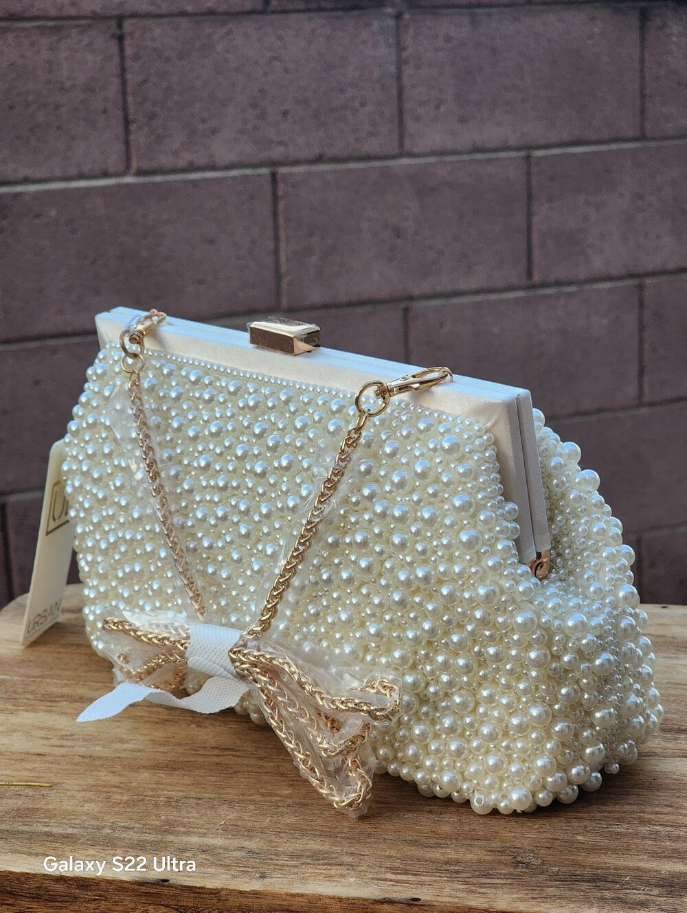 Urban Expressions Women's Ivory Pearl-Embellished Cream Evening Clutch - Picture 5 of 8